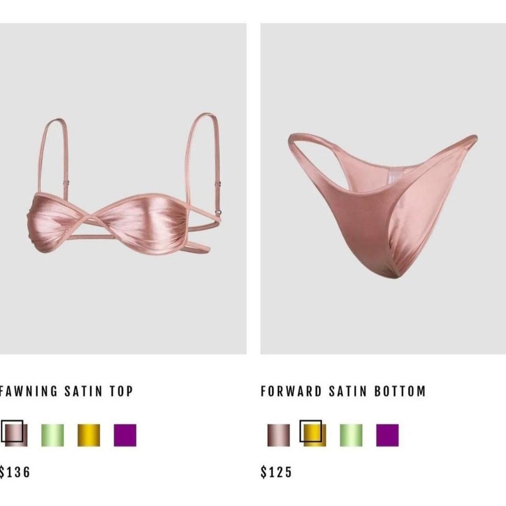 Isa Boulder Satin Bikini Set in Pink